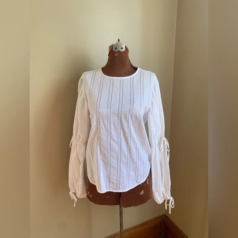 Gianni Bini blouse, peasant hippie blouse, coastal cowgirl white cotton